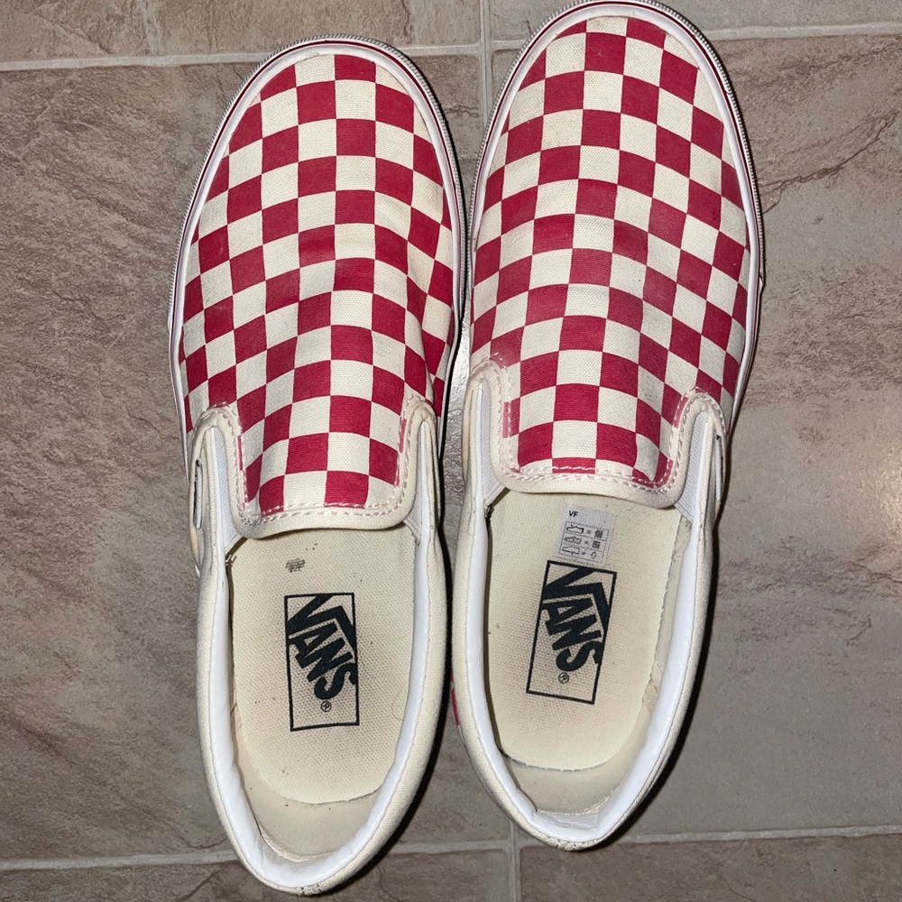 Women’s Red Checkered Slip-On Vans